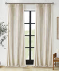 Cozy Pleated Cream Beige Linen Blackout Curtains For Bedroom 90 Inch Length 2 Panels Pinch Pleat Back Tab Neutral Farmhouse