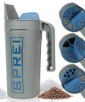 Spot Spreader 80 Oz Handheld Grab-And-Go Dispenser for Salt Seeds Grass with multi-size openings and strong handle