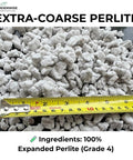 Extra Coarse Grade 4 Horticultural Perlite For Plants Organic Soil Drainage Booster For Indoor And Outdoor Gardens Home Growers Propagation Hydroponics Succulents Orchids And Cacti Made In USA 5 Quarts pile with ruler