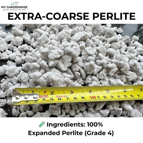 Extra Coarse Grade 4 Horticultural Perlite For Plants Organic Soil Drainage Booster For Indoor And Outdoor Gardens Home Growers Propagation Hydroponics Succulents Orchids And Cacti Made In USA 5 Quarts pile with ruler