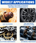 Image showing various applications: rust on screws, car tire, electronic components, and mechanical parts for maintenance uses.