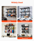 Sturdy 3 Tier Wall Garage Shelving Unit For Heavy Duty Storage, 1x3 Ft Steel Wall Mounted Shelves With 11x36 Inch Per Shelf And 450 Lbs Total Capacity, Black Durable Floating Metal Rack For Tools Bins And Garage Organization. Used in garage, laundry room, office and warehouse.