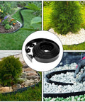 No Dig Lawn Edging Kit 40 Ft Landscape Border with Stakes for lawn garden flower beds, showing flexible PE edging installation.