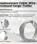 Two Pack 150 Inch Heavy Duty Galvanized Steel Ramp Door Cable Kit For Enclosed Cargo Trailers, Fits 12.5 Foot Doors