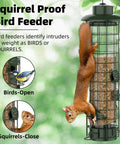 Gravity Fed Squirrel Proof Bird Feeder For Outdoors Easy Hangin With Metal Mesh Design Large 3Lb Capacity Green Keeps Seeds Safe From Squirrels And Feeds Finches Cardinals Chickadees
