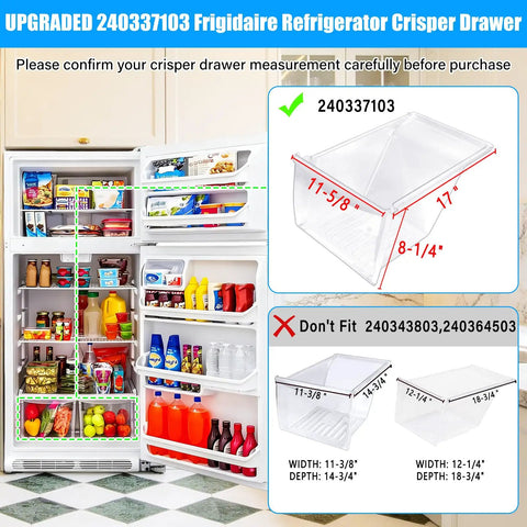 2 Pack Upgraded Refrigerator Crisper Drawers Bins Replacement For Frigidaire And Kenmore Heavy Duty Food Grade Eco Friendly Smooth