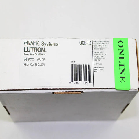 Box of Grafik Eye QS Lighting Control Interface Module For Plug And Play Third Party Gear, 24V 200mA, black packaging.