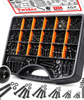 Metric Screw Assortment Kit With 2224 Pieces M2 To M8 Button Head Hex Socket Cap Screws in toolkit with washers, nuts, bolts.