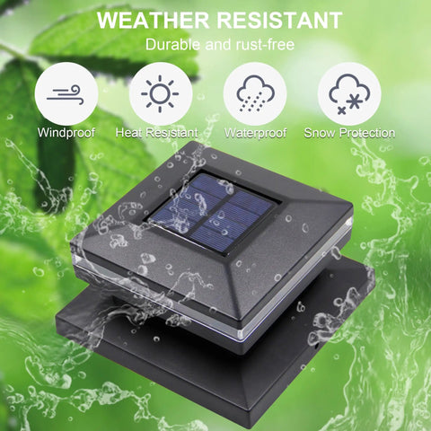 Two Pack Solar Post Cap Lights, Outdoor Decorative Black Shell Caps Fit 4x4 5x5 6x6 Wood Or Vinyl Posts, weatherproof feature