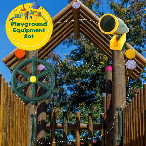 4 Piece Kids Outdoor Playset Accessories Featuring A Plastic Steering Wheel Telescoping Telescope And Safety Handles For Garden