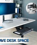 Smooth Gliding Under Desk Keyboard And Mouse Tray With Plush Foam Padding For Home Office Ergonomic Workstation Setup adjustable height, saving desk space.