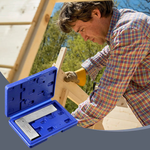 Machinist Square Set 2 Inch 3 Inch 4 Inch And 6 Inch Squares High Precision Steel in use by engineer outdoors