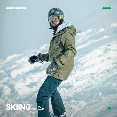 Person snowboarding wearing Three Piece Balaclava Ski Mask Set For Men And Women Breathable Mesh Fabric Full Face Cover