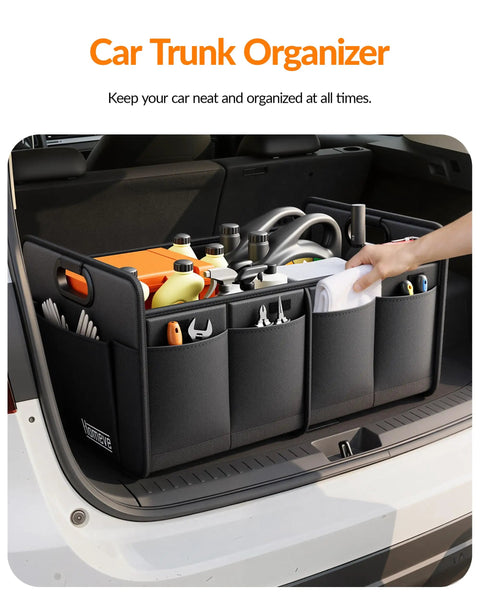 Heavy Duty Trunk Organizer For Car, SUV Or Minivan, Collapsible Storage With Reinforced Handles, Waterproof 600D Oxford