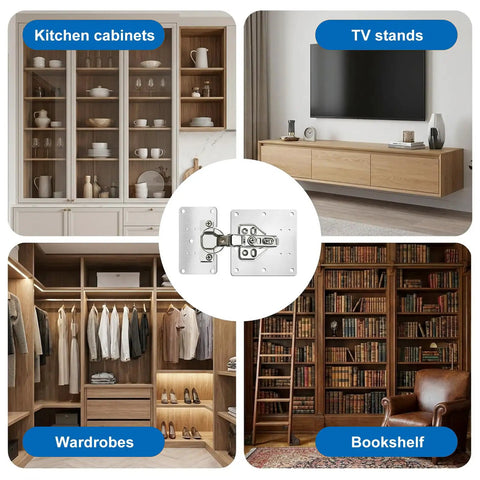 Six Pack Stainless Steel Cabinet Hinge Repair Plates with 36 Self Tapping Screws for furniture including kitchen cabinets
