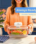 Ziruma Non Toxic Electric Vacuum Pump Auto Seal Rechargeable Sealer Only For Food Storage in use with salmon and veggies.