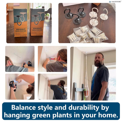 Dead Nuts Heavy Duty Plant Ceiling Hooks In Crisp White That Straight Up Grips Securely For Up To Fifty Pounds Perfect For Showcasing Potted Vines Indoors Or On Decks With Rust Resistant Steel Hangers And Zero Fuss Setup Three Pack Sets