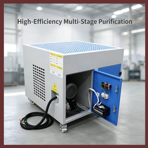 Heavy Duty Industrial Dust Collector And Welding Fume Extractor With Multi Stage Filtration System That Knocks The Dust Straight Out Of The Air 220V Workbench Rig with visible internal components.