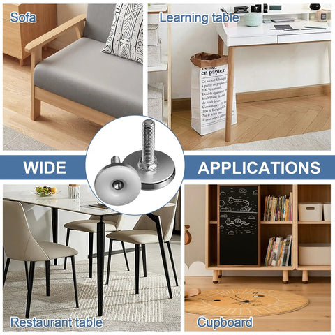 20 Pack Adjustable Furniture Feet Heavy Duty Leveling Feet for Cabinets or Tables M6 M8 M10 Galvanized Iron with Easy Nut Adjustment