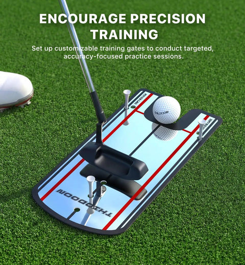 Ultra Thin 3mm Golf Putting Mirror For Eye And Shoulder Alignment With Real Time Visual Feedback To Square Your Stance On Every Putt Anti Scratch Acrylic Surface Portable Carry Bag Perfect For Home And Green Practice Pro Grade Confidence showing precision training setup.