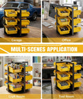 Rotating Hardware Storage Bins With 12 Compartments For Nuts, Bolts, Screws And Small Parts in various room settings