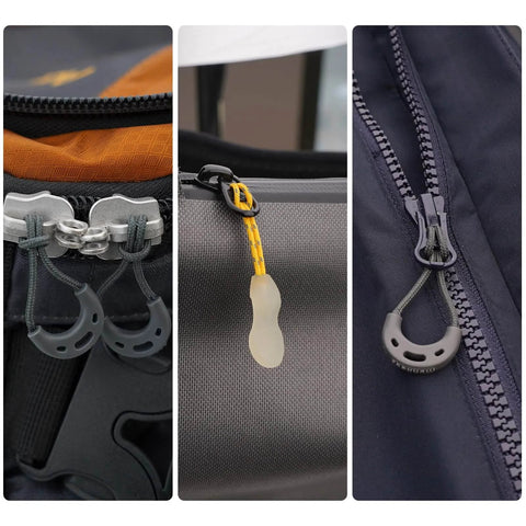 Glow In The Dark Zipper Pull Replacement Nylon 3 Pack U Shape Grey For Backpacks Clothing And Any Zippered Gear