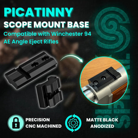 Hardcore Two Piece Picatinny Scope Mount Base For Winchester 94 Ae Angle Eject Rig with matte black anodized finish.