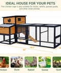 Diagram of Large Backyard Wooden Chicken Coop With Run For Four To Six Chickens Outdoor Hen House With dimensions marked.