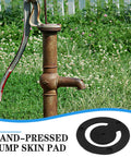 Old metal hand pump with a 3 Pack Round Rubber Seals for Well Pump Check Valve Weatherproof Replacement Gaskets visible on ground.