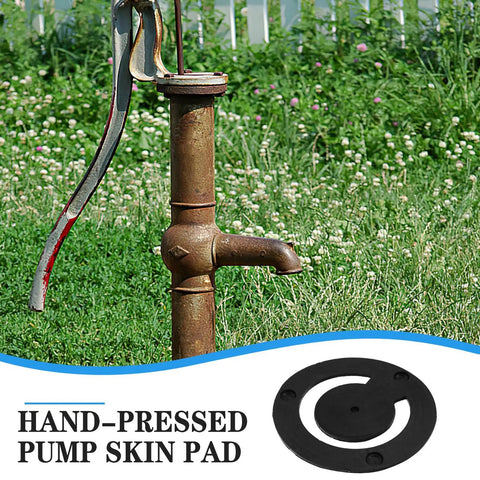 Old metal hand pump with a 3 Pack Round Rubber Seals for Well Pump Check Valve Weatherproof Replacement Gaskets visible on ground.