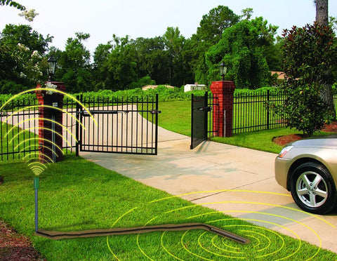 FM130 Wireless Driveway Vehicle Sensor by gate, car approaching, 100 ft range, hands-free exit, DIY friendly setup, adjustable sensitivity