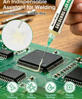 Applying No Clean Solder Flux Paste on PCB for Electronics Soldering with focus on smooth solder flow and precision control.