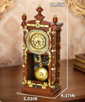 Retro Clock Building Kit For Adults With Rotating Gears And Old School Vibe Pendulum For Home Decor in wood and cream.