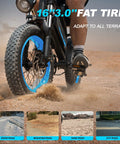 Dope Fat Tire Electric Mountain Bike With 800W Peak Motor 20 MPH Top Speed Removable Battery Front Fork Suspension 16 Inch Teens Ebike Wider Seat For All Day Comfort Up To 35 Mile Range For Leisure Riding And Commuting on sand, with 16x3.0 fat tire