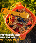 4 Piece Camping Mess Kit With Plate And Bowl, 3 In 1 Spork Utensil, And Tether, Compact Backpacking Kitchen Gear with granola meal