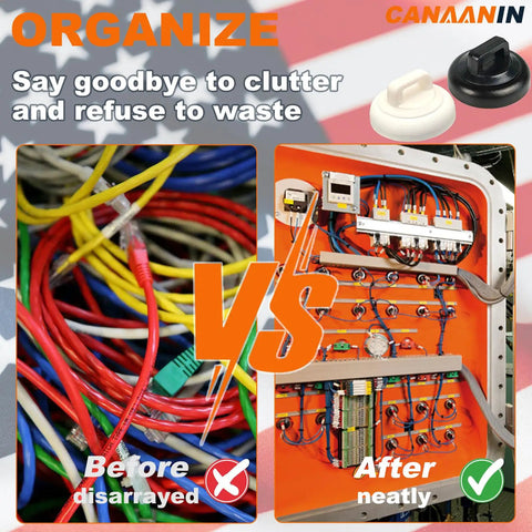 Before and after cable management using Magnetic Zip Tie Mounts Kit for Home Office Marine and Auto Projects