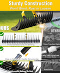 Durable 2 In 1 Lawn Dethatcher Rake With Dual Side Tines, Heavy Duty 15 Inch Rake, showing metal tines and handle connection
