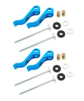 Four Pack Cam Lever Clamps With Three Inch T Track Bolts Dead Nuts Tight Fast Woodworking Jig And Router Table Gear With One Quarter Inch Twenty Thread Insert Rugged Bench And Cnc Tools For Shop Gigs, showing blue aluminum cam levers and screws.