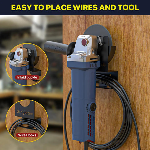 Wall Mount Angle Grinder Holder For 5 Inch Grinders Polisher Cutter Vertical Tool Hanger Bracket with grinder attached
