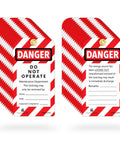 Heavy Duty Lockout Tagout Tags With Nylon Zip Ties Osha Compliant Danger Do Not Operate Signs for Industrial Workplace Safety and Machine Lockout Procedures Built Tough and Totally Legit For Shop Floors Straight Up Professional Grade Designed For, stacked view.