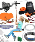 Backyard Zipline Kit For Kids And Adults With 100 Foot Cable 6 Foot Spring Brake Trolley With Handle Seat Bag And Safety Gear