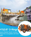 100 Pack Pressure Washer O Ring Seal Kit For DIYers And Pros, Includes 50 Orange O Rings, M22 14mm QD Compatible, in use