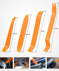 Four-piece orange plastic auto trim removal tool set for car interior panels (5.5–8.7 in)