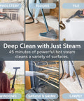 Straight Shooter Rolling Steam Cleaner With A Massive 1.5L Tank And 17 Nifty Attachments For Zero Chemical Deep Cleaning Floors, Windows, Tile.