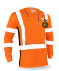 Men High Visibility Class Three Safety Shirt Orange Breathable Polyester Mesh Work Rig Gear With Silver Reflective Tape Sleek Cut Built For The Daily Hustle 2xl - Front view showing orange fabric and reflective tape.