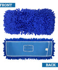 Front and back view of 18 Inch Microfiber Dust Mop Head Replacement, Large Washable Commercial Mop Head, Blue
