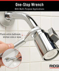 One Stop 2-In-1 Wrench For Angle Stops And Compression Couplings with dual design used on bathroom fixture