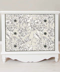 Grey Cayman Peel And Stick Wallpaper With Tropical Botanical Design on cabinet drawer for accent look