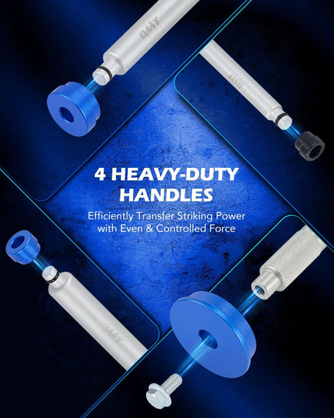 Bearing Race And Seal Driver Kit 43-Piece Set With 23 Metric And 16 SAE Adapters highlighting four heavy-duty handles