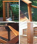 Wood and metal posts with cable railings using Railing Screws Kit Ten Pack For Cable Railings Flat Head Swage Stemballs Sized